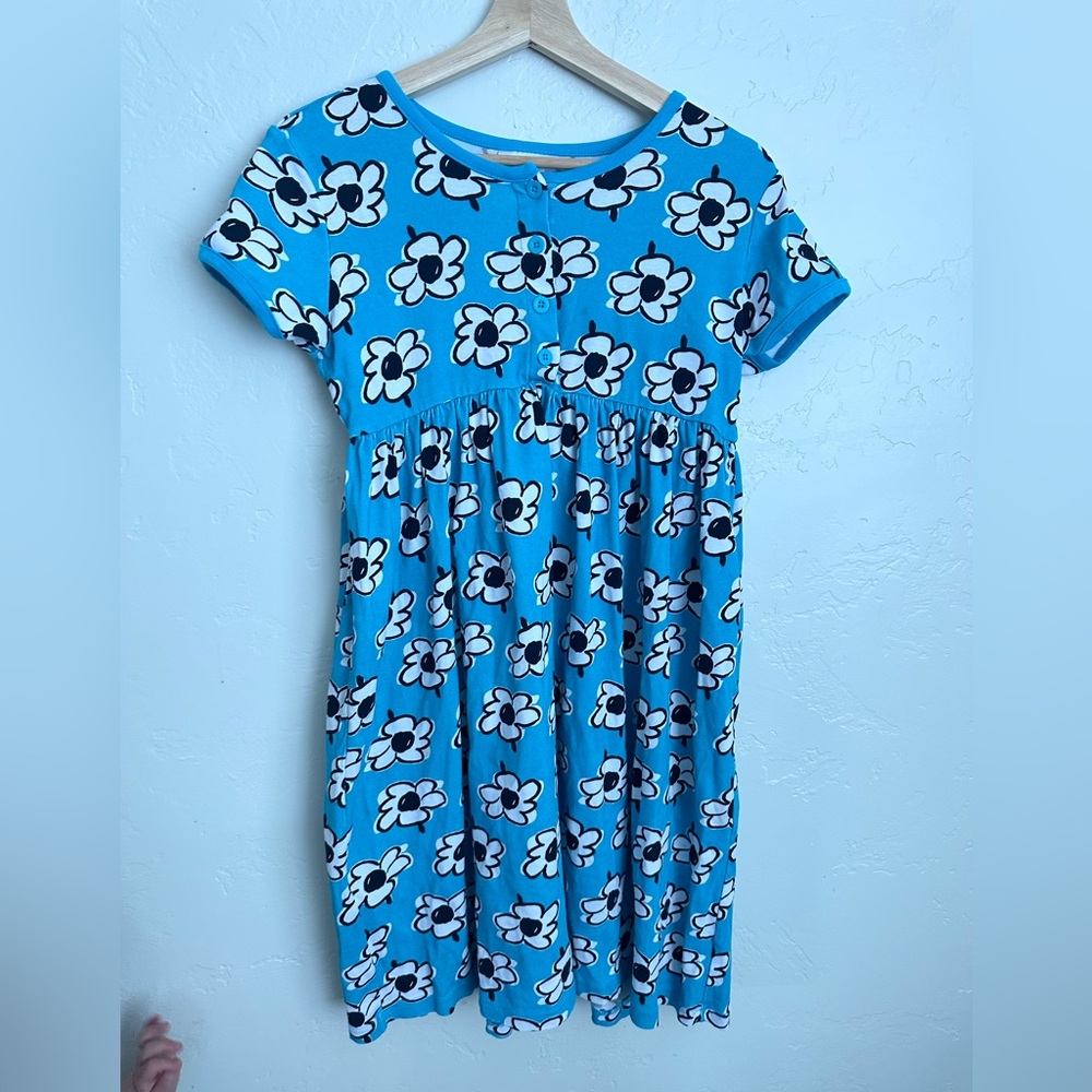 Hanna Andersson blue black and white flower dress